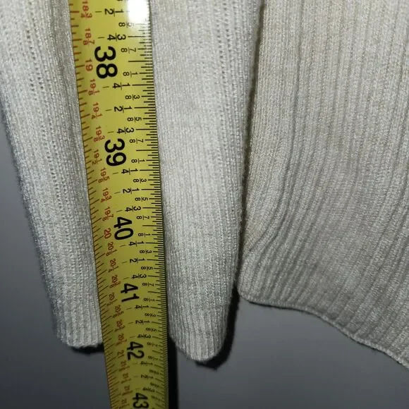 Victoria's Secret Cashmere Blend Ribbed Cardigan Womens Medium Beige Soft Cozy - Picture 8 of 9